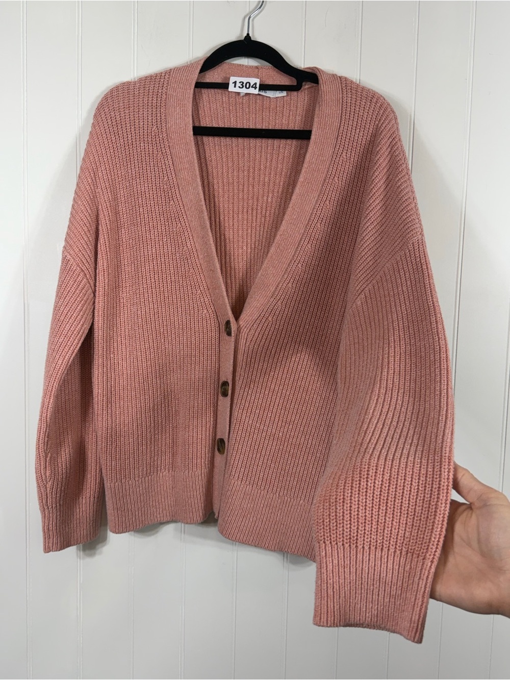 Ricki’s Pink chunky oversized Knit Button Front Cardigan Sweater Large - Picture 3 of 6